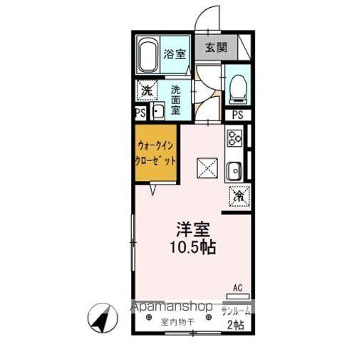 プランドール B(ワンルーム/1階)の間取り写真