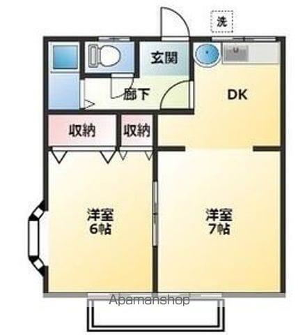 いちのコーポA(2DK/2階)の間取り写真
