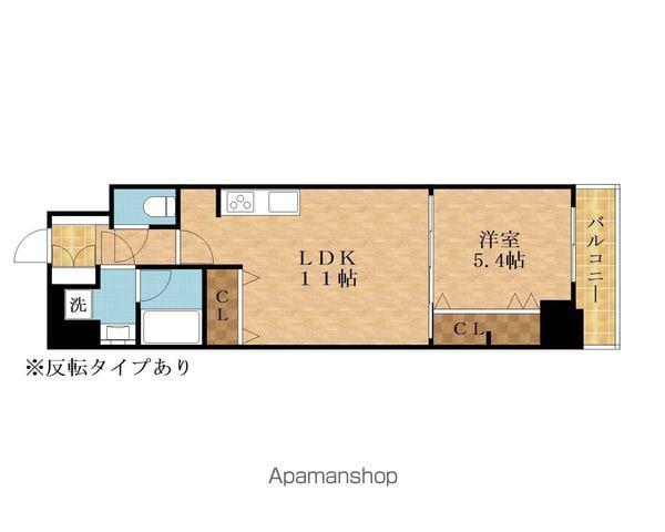 スプランディッド上本町ウエストⅡ(1LDK/8階)の間取り写真