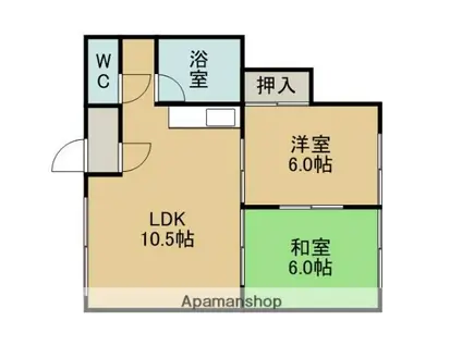 稲穂マンション(2LDK/1階)の間取り写真
