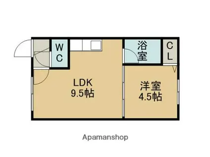 東郊マンション(1LDK/3階)の間取り写真