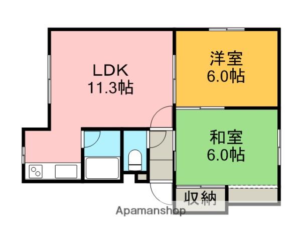 ブルーハウス(2LDK/2階)の間取り写真