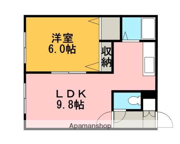 ハイツラッキー(1LDK/2階)の間取り写真