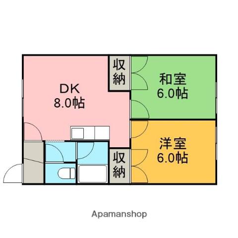 ジェーハイツ恵庭桜町(2DK/3階)の間取り写真