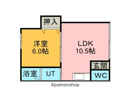 ロイヤルハイム青雲C(1DK/1階)の間取り写真