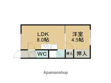 エクセレント錦岡(1LDK/2階)の間取り写真