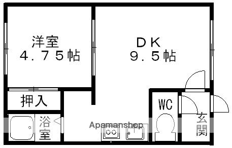 エースさいわい(1DK/2階)の間取り写真