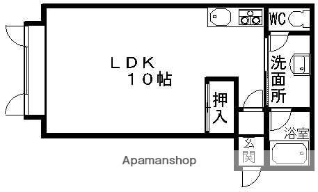 ハイツ岡山A(ワンルーム/2階)の間取り写真