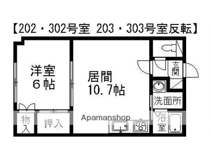 ロイヤルハイム緑町A(1LDK/2階)の間取り写真