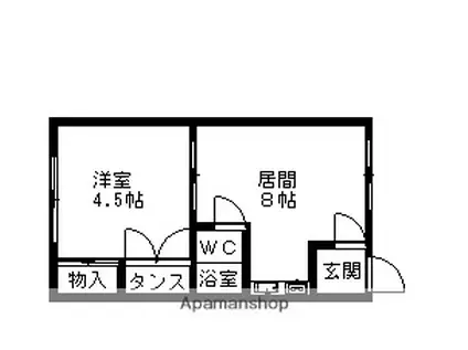 パークハイツ(1DK/1階)の間取り写真