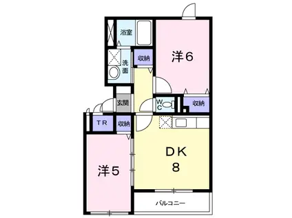 室蘭本線 糸井駅 徒歩17分 2階建 築20年(2DK/2階)の間取り写真