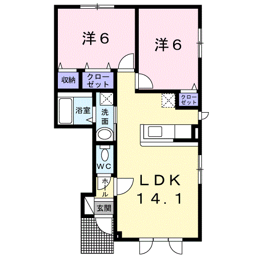 メゾン デェ ヨシノⅡ(2LDK/1階)の間取り写真