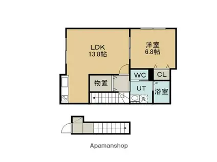 ロイヤルハイム緑町C(1LDK/2階)の間取り写真