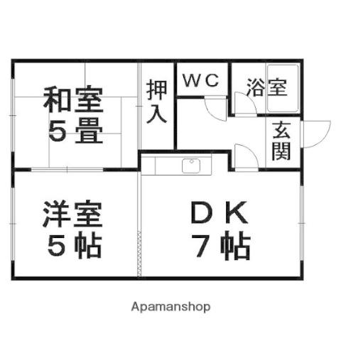 北庄ハイツ(2DK/1階)の間取り写真