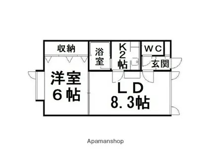 ラピュタハウスC(1LDK/2階)の間取り写真