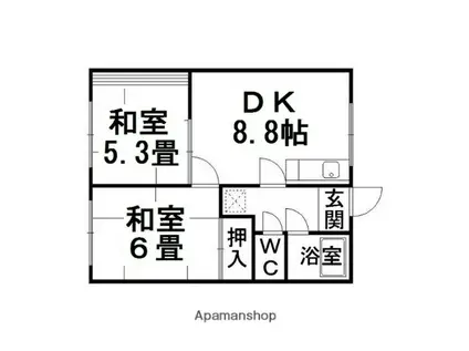 ときわハウジング(2DK/1階)の間取り写真