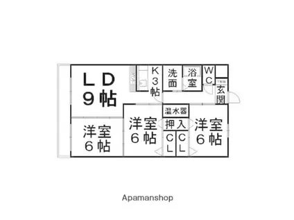 フェイマスKITAMI2番館(3LDK/4階)の間取り写真