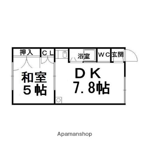 加納マンションB(1DK/2階)の間取り写真