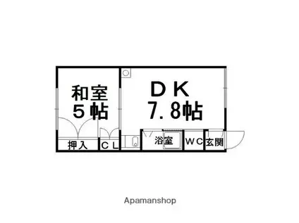 加納マンションB(1DK/1階)の間取り写真