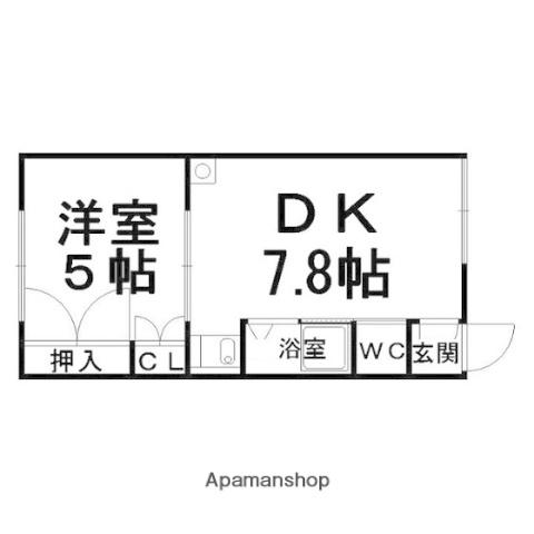 加納マンションB(1DK/2階)の間取り写真