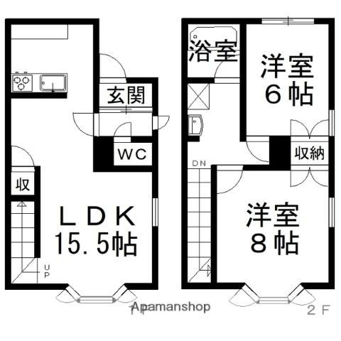 スリーエーマンション1(2LDK/1階)の間取り写真