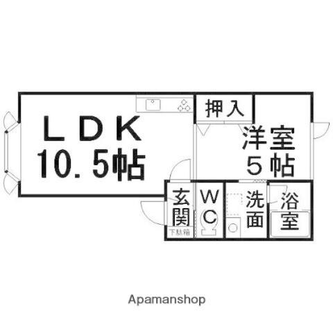 DREAMHOUSE三輪(1LDK/2階)の間取り写真