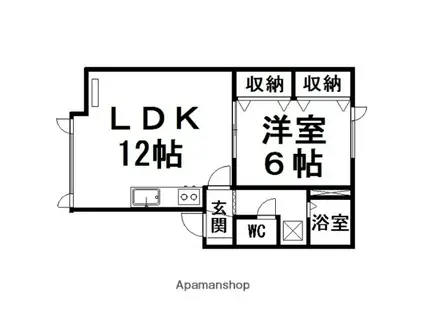 プリーゼント三楽(1LDK/1階)の間取り写真