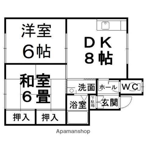 コーポ東陵(2DK/2階)の間取り写真