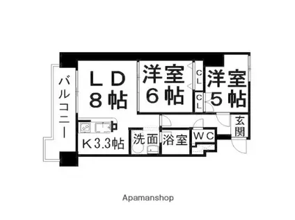 ソシオ山下通(2LDK/5階)の間取り写真