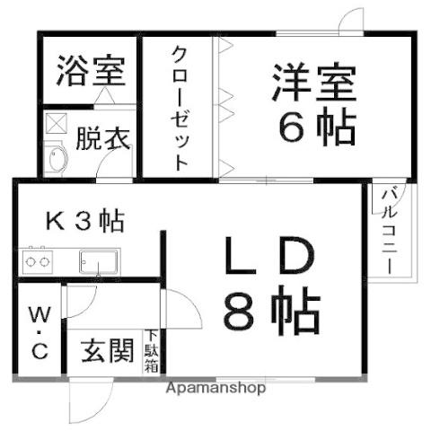 リバーサイドラピュタノース(1LDK/2階)の間取り写真