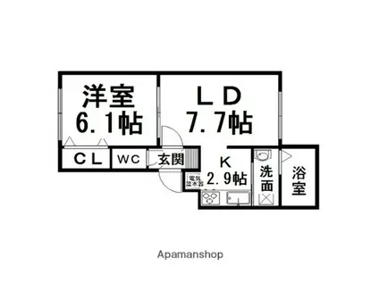 リバティ西富(1LDK/2階)の間取り写真