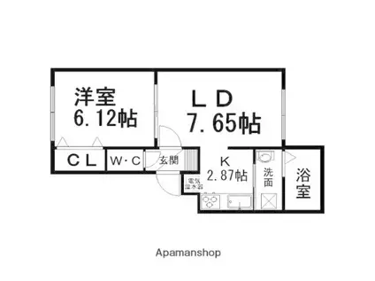 リバティ西富(1LDK/3階)の間取り写真