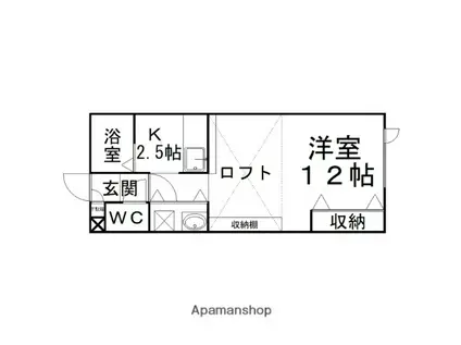 パセオ常盤A(1K/2階)の間取り写真