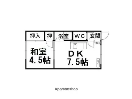 コーポ柏陽(1DK/2階)の間取り写真