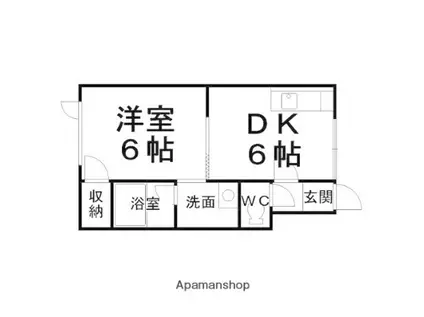 コーポカムイA(1DK/1階)の間取り写真
