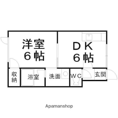 コーポカムイA(1DK/2階)の間取り写真