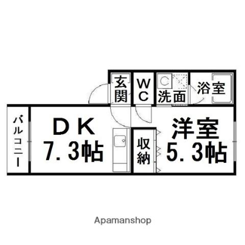 サンクレスト東三輪(1DK/2階)の間取り写真