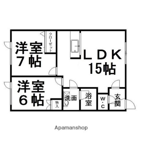 ロックアイランド(2LDK/1階)の間取り写真