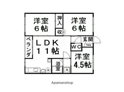 コンフォートK(3LDK/2階)の間取り写真