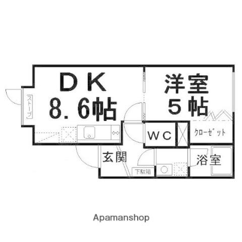 アイビス みわ(1DK/2階)の間取り写真