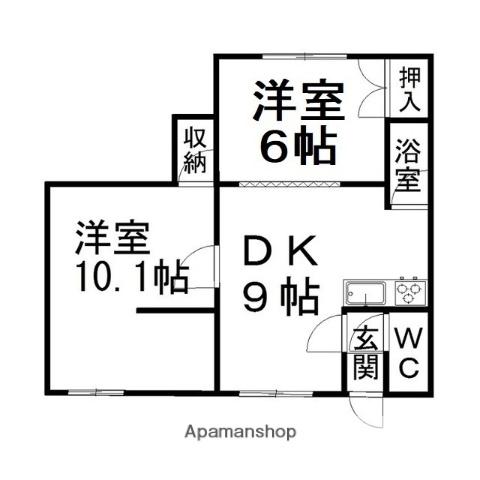 西富5号マンション(2DK/2階)の間取り写真