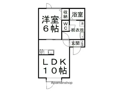 スーパーハイム美芳(1LDK/1階)の間取り写真