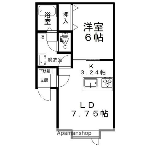 石北本線 北見駅 バス乗車時間：15分 北見カーリングホールバス停で下車 徒歩1分 2階建 築1年(1LDK/2階)の間取り写真