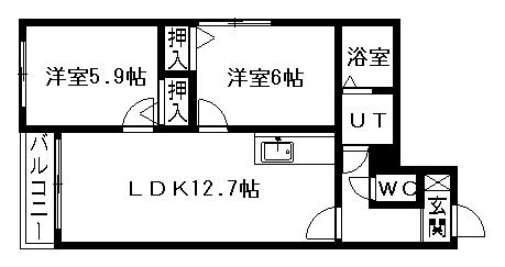 ハイツプロキオン(2LDK/1階)の間取り写真