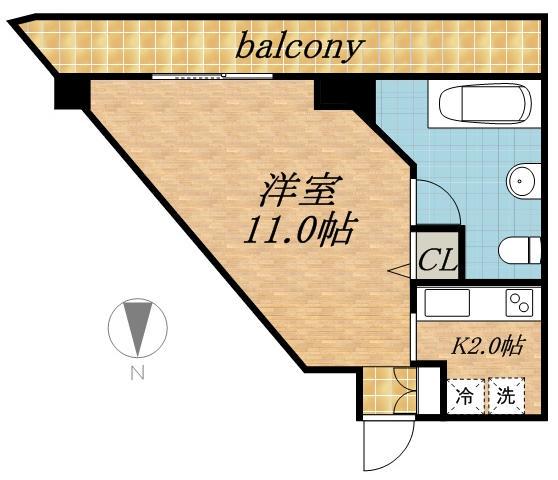 AMSTOWER南6条(1K/15階)の間取り写真