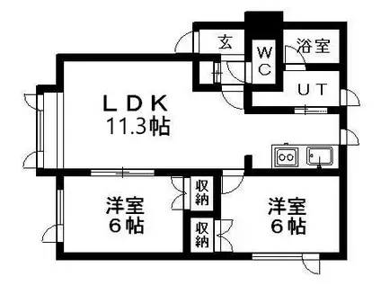 SUNBRIGHT清田(2LDK/2階)の間取り写真