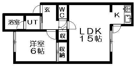 ルーエ山鼻(1LDK/2階)の間取り写真