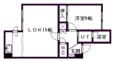 ルーエ山鼻(1LDK/3階)の間取り写真