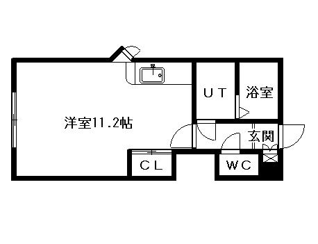 大成マンション壱番館(ワンルーム/1階)の間取り写真
