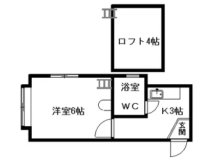 グローリーコート(1K/2階)の間取り写真